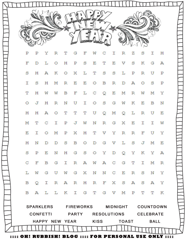 Free Printable New Years Word Search Activity for Kids Free Printable New Years Word Search featuring festive words for kids to enjoy during the celebration