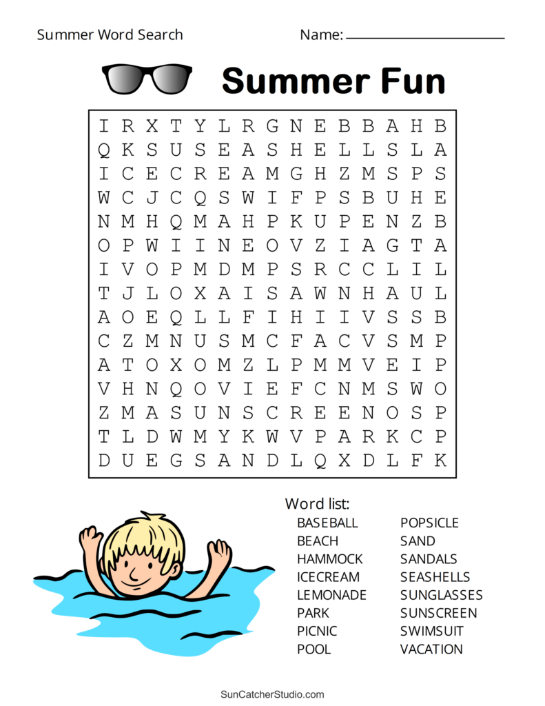 Free Printable Summer Word Searches - summer word search