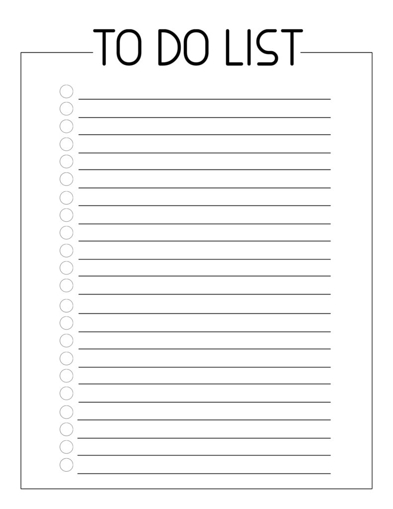free printable to do checklist template