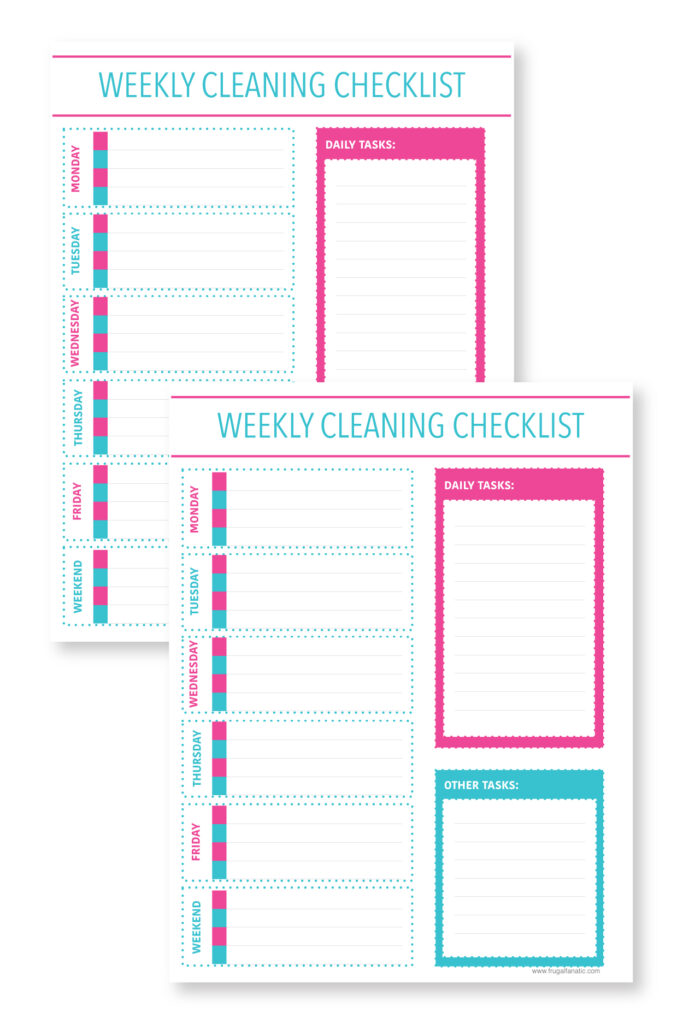 free printable weekly cleaning checklist free printable weekly cleaning checklist