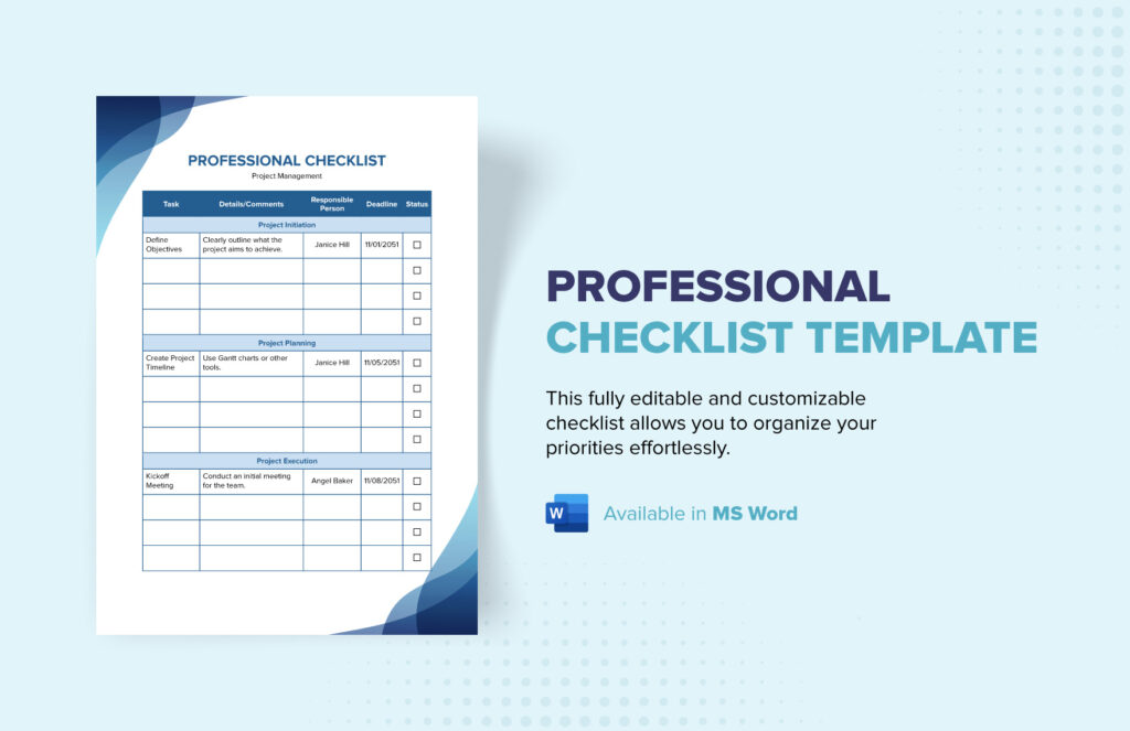 Free Professional Appt Checklist Template - professional checklist template
