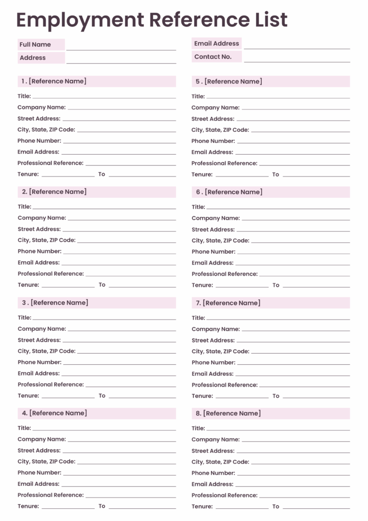 Free Reference Guide Checklist Template - reference list templates