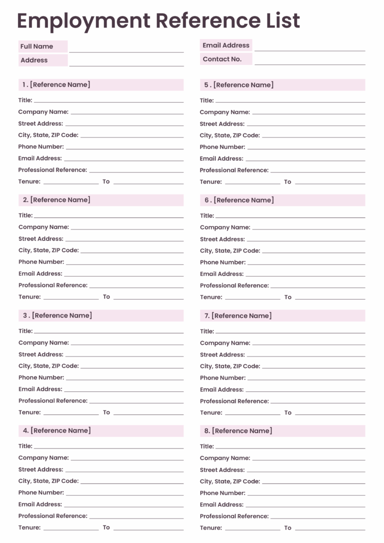 Free Reference Guide Checklist Template - reference list templates