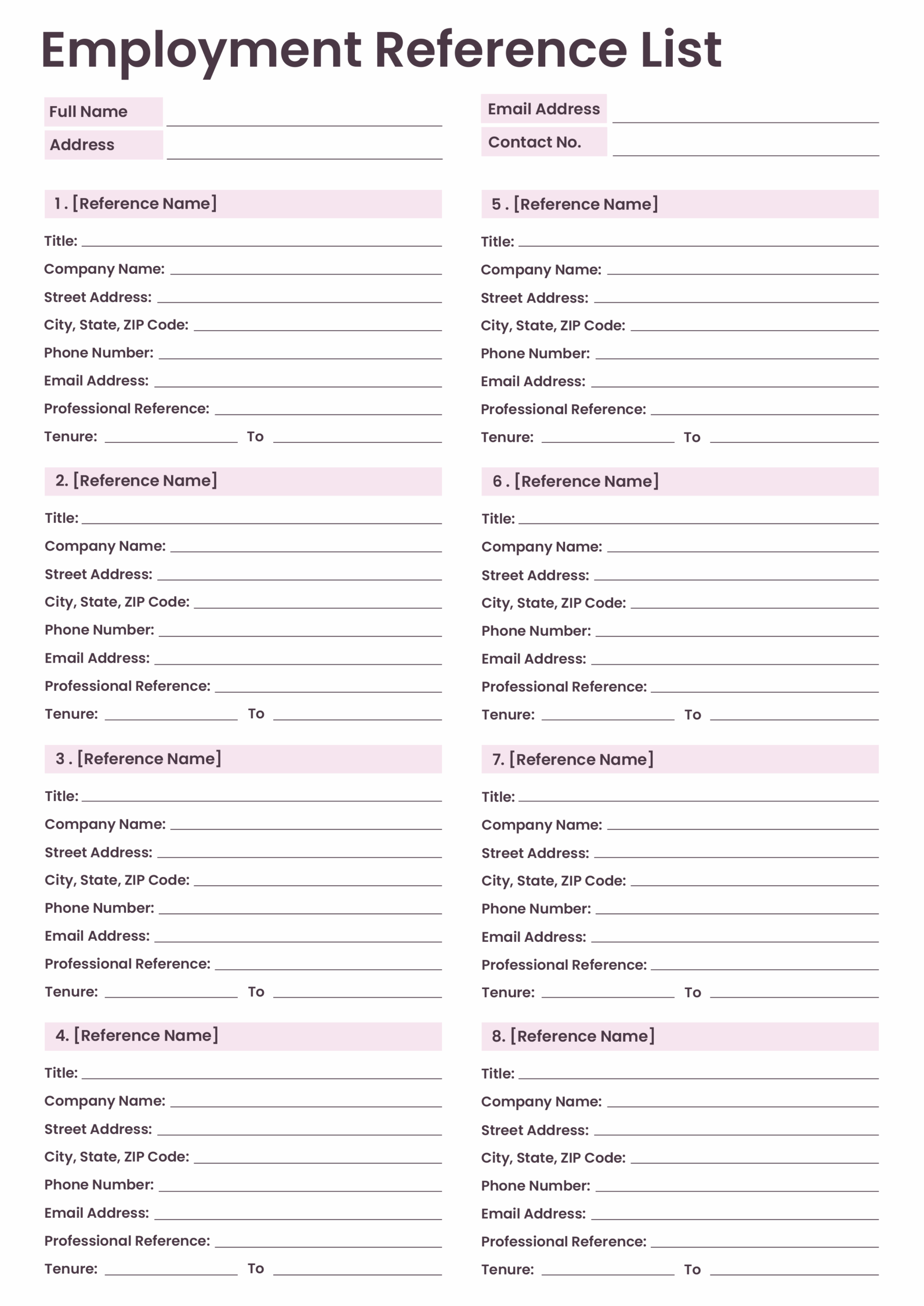 Free Reference Guide Checklist Template - reference list templates