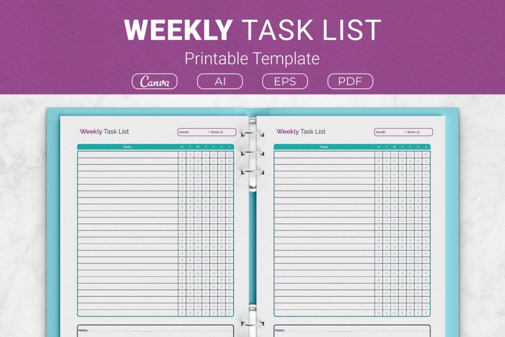Free Template For Task List - weekly task list printable template