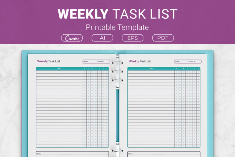 Free Template For Task List - weekly task list printable template