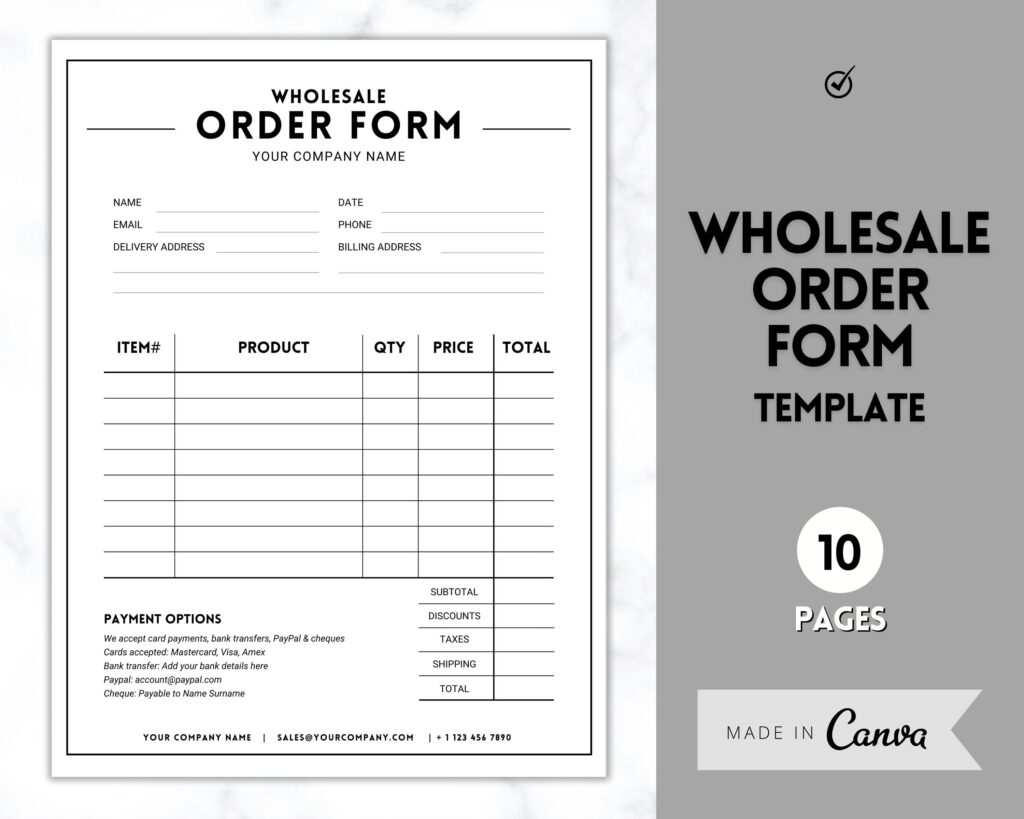 Free Template Items To Be Ordered List - wholesale order form template style1