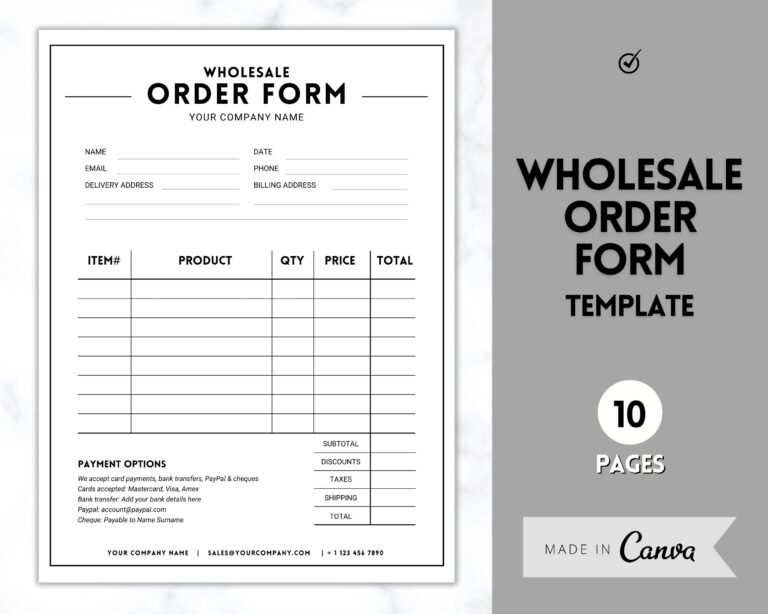 Free Template Items To Be Ordered List - wholesale order form template style1