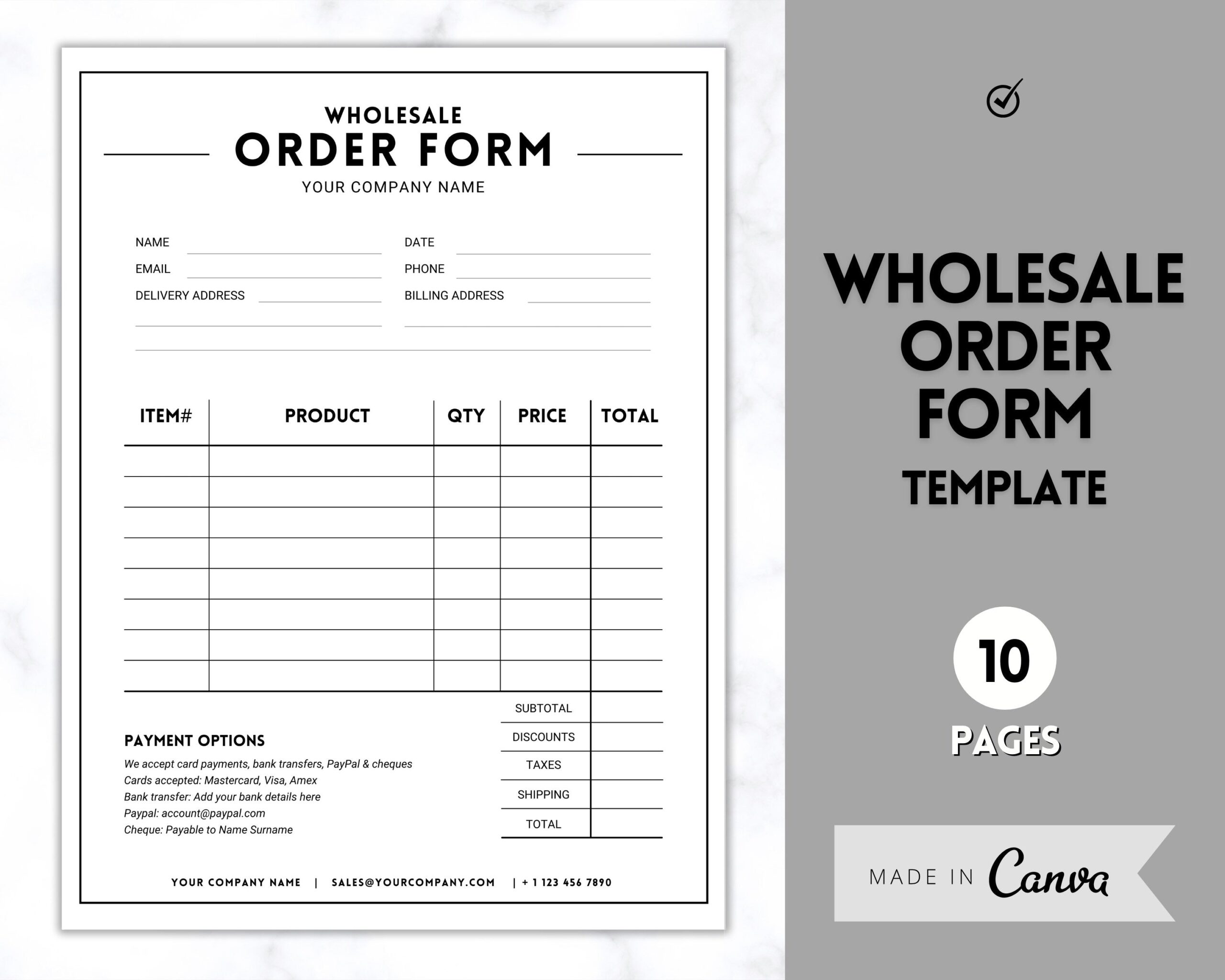 Free Template Items To Be Ordered List - wholesale order form template style1