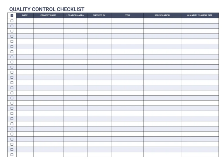 Free Template Of A Checkoff List - quality control checklist free google sheets template