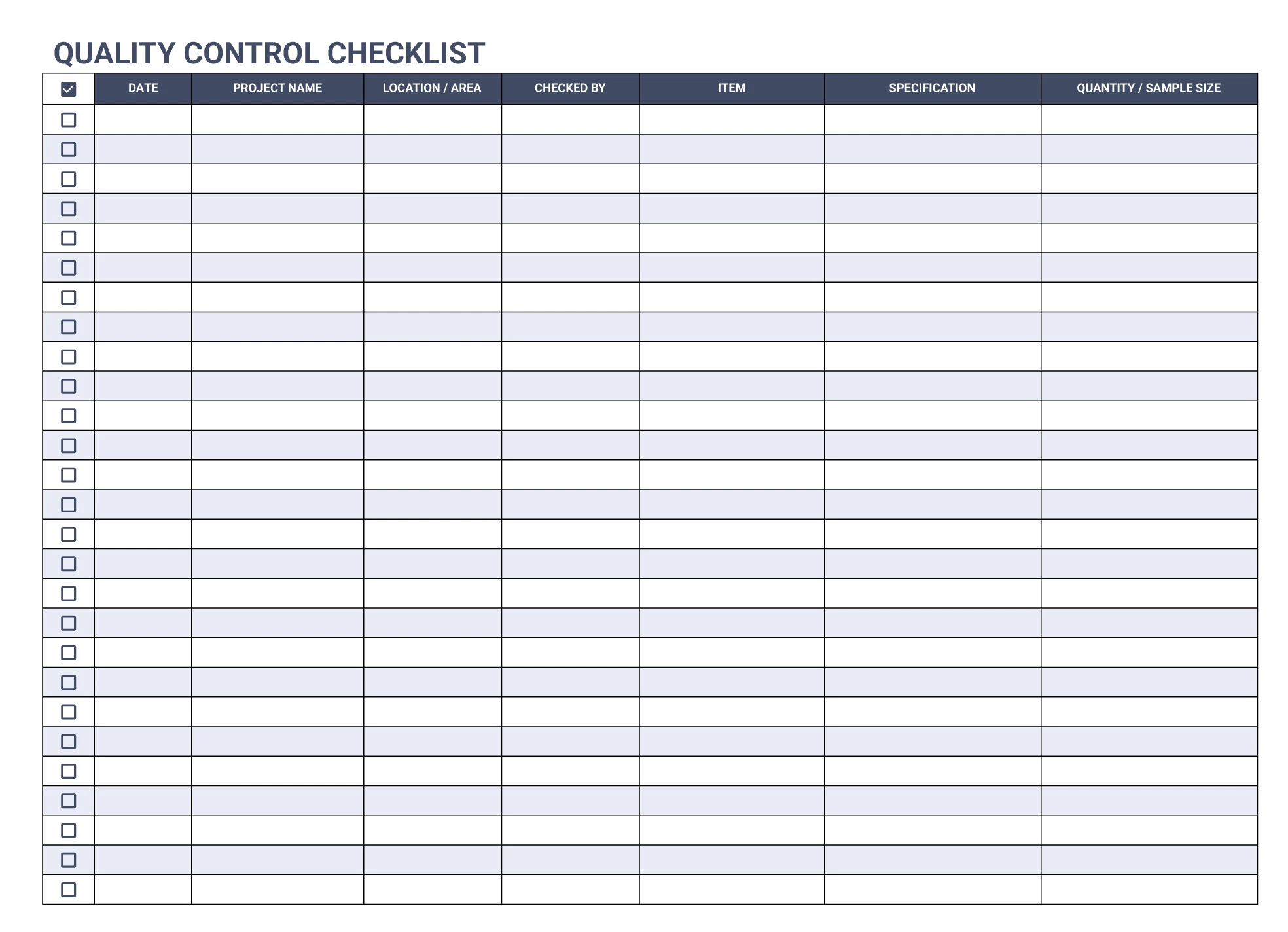 Free Template Of A Checkoff List - quality control checklist free google sheets template