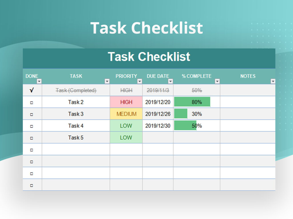 Fresh Green Task Checklist xlsx excel 18a6370c