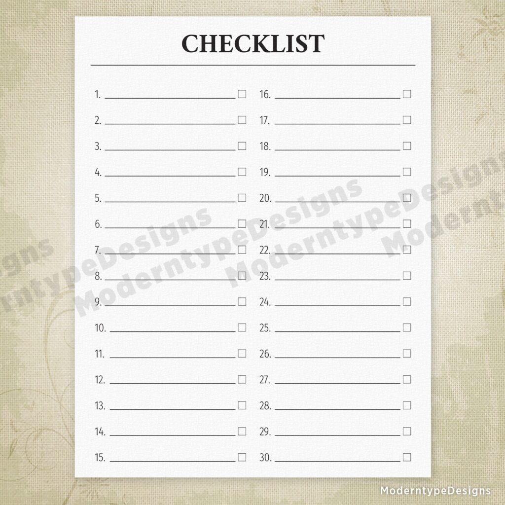 general checklist printable hou003