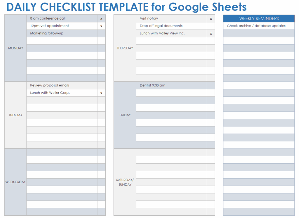 google sheets checklist templates google sheets checklist templates