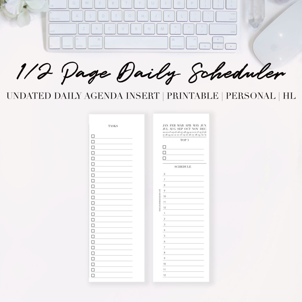 half page scheduler printable pdf