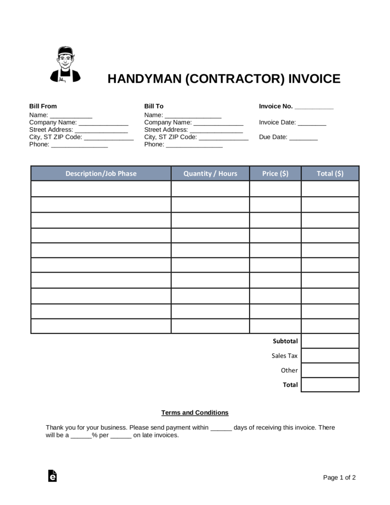 Handyman To Do List Template - handyman contractor