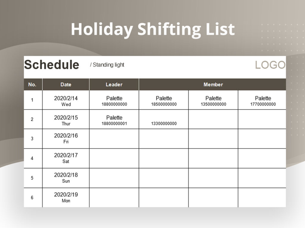 Holiday To Do List Templates - holiday shifting list.xlsx excel a1317577