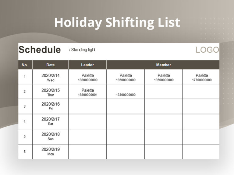 Holiday To Do List Templates - holiday shifting list.xlsx excel a1317577