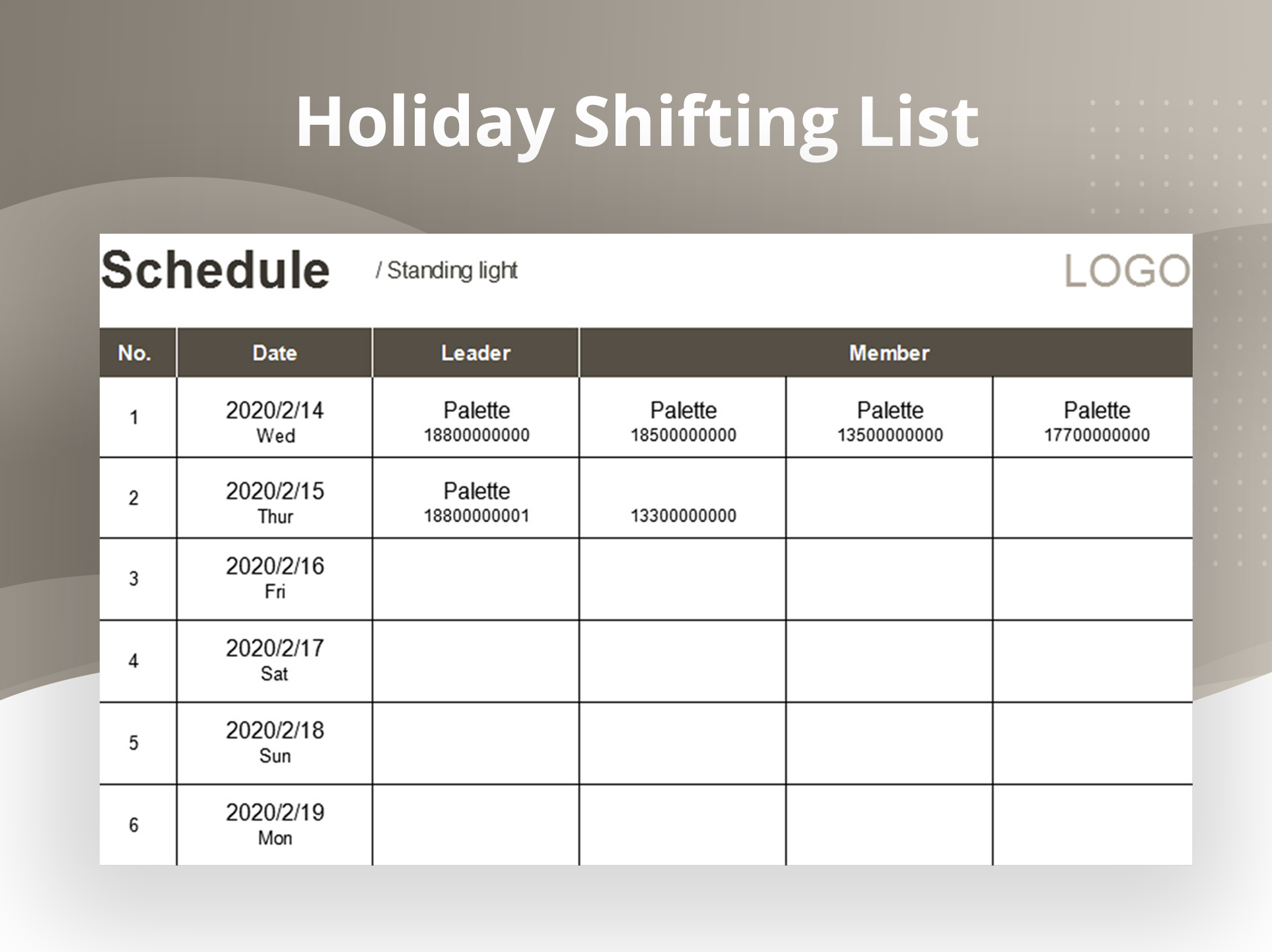 Holiday To Do List Templates - holiday shifting list.xlsx excel a1317577