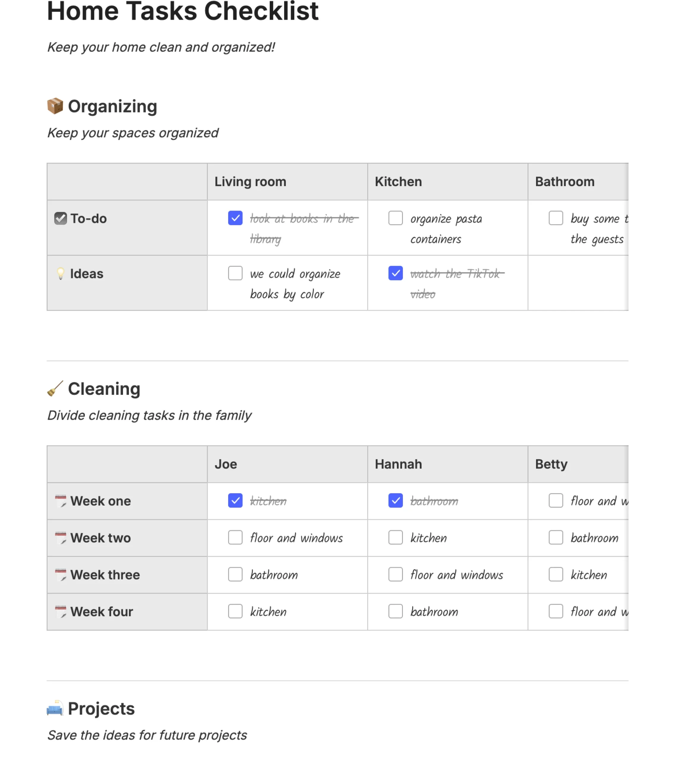 House Project To Do List Template - home tasks checklist