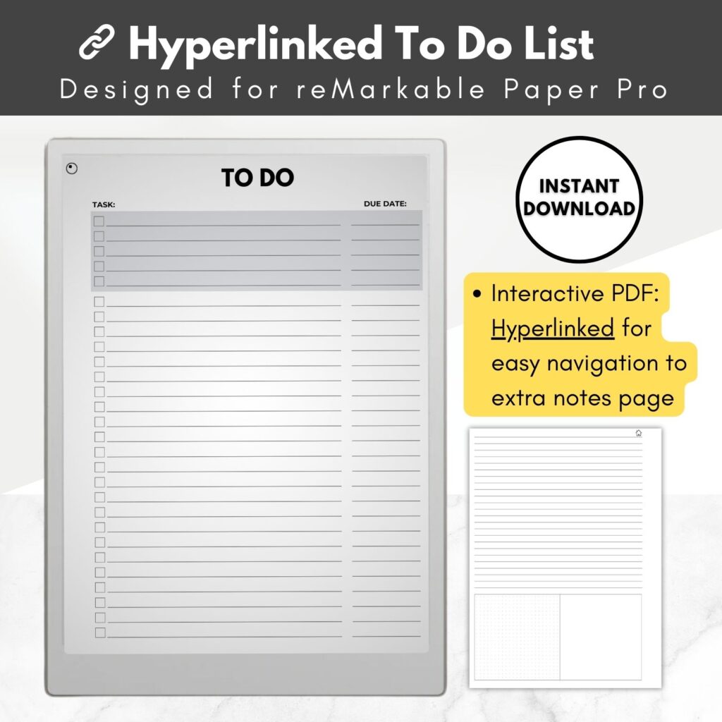 hyperlinked to do list template for remarkable paper pro