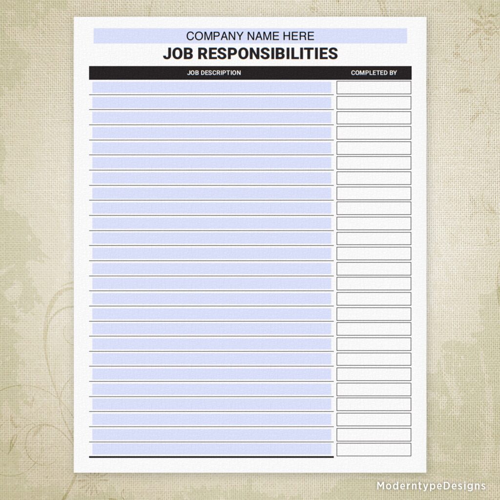 job responsibility checklist printable ews002 job responsibility checklist printable ews002
