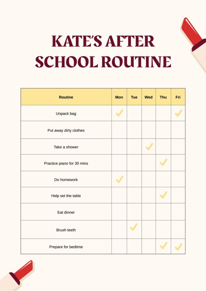 kids after school routine chart kids after school routine chart