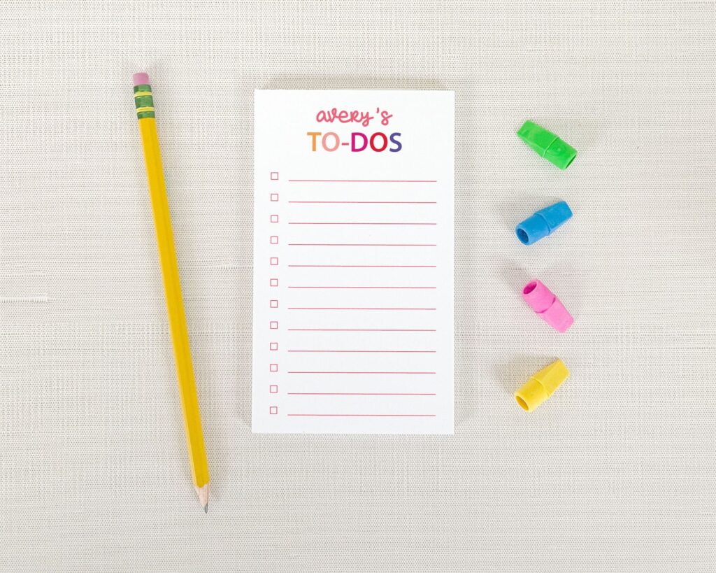 Kids To Do List Template - personalized kids to do list notepad