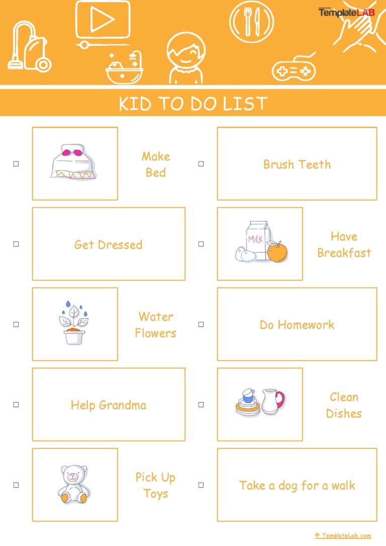 Kids To Do List Templates - to do list checklist templates