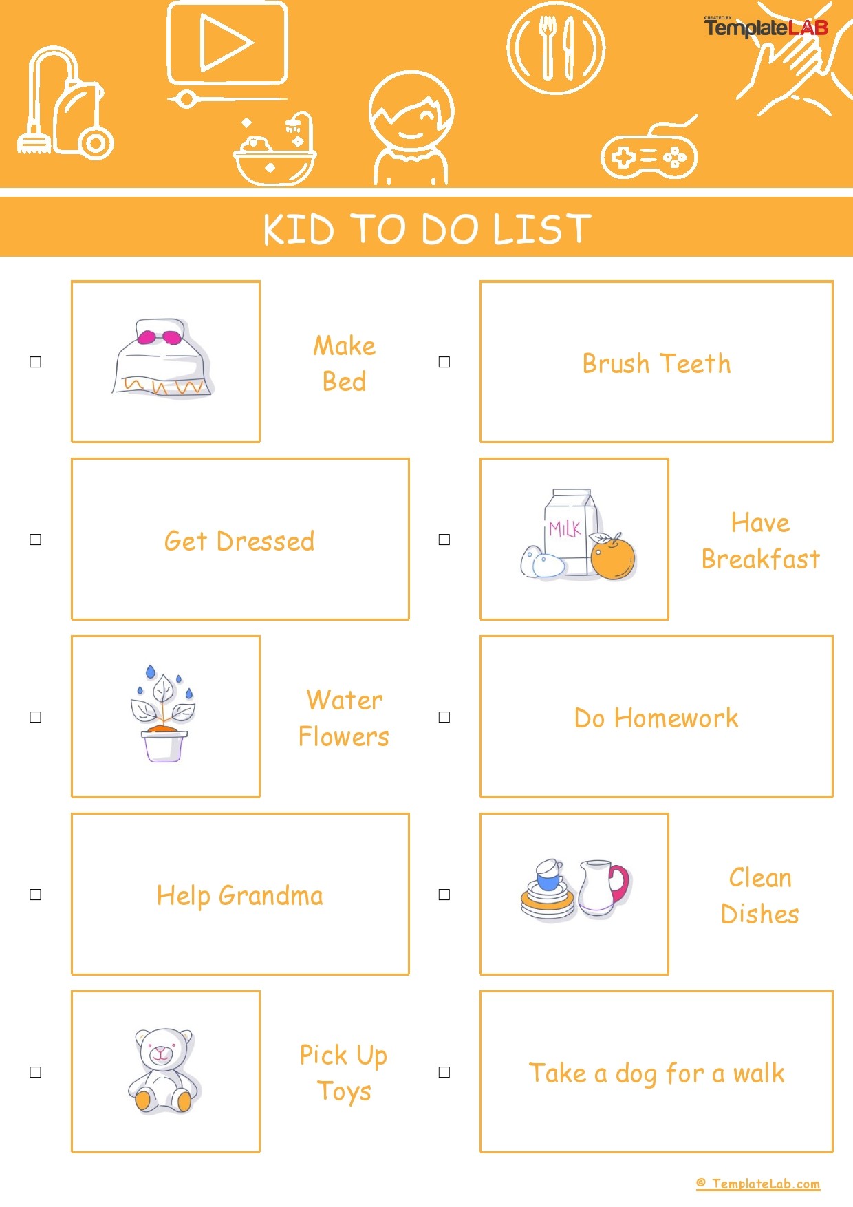 Kids To Do List Templates - to do list checklist templates