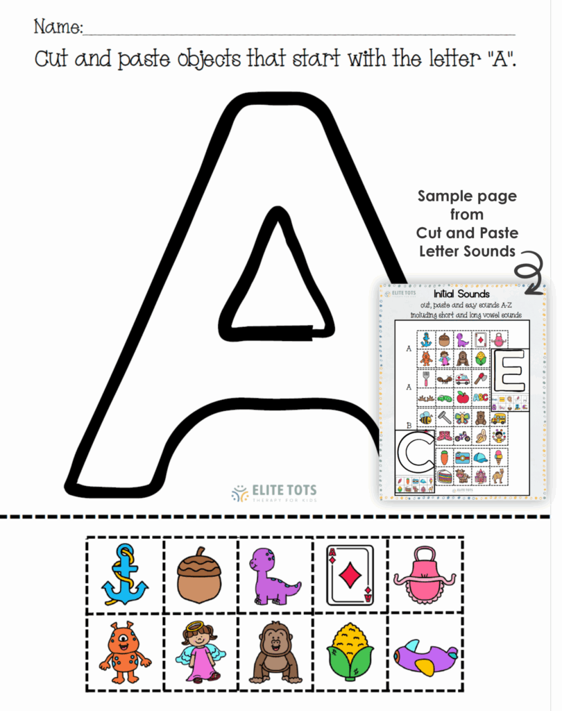 Engaging Letter I Cut And Paste Worksheets featuring objects that start with the letter I