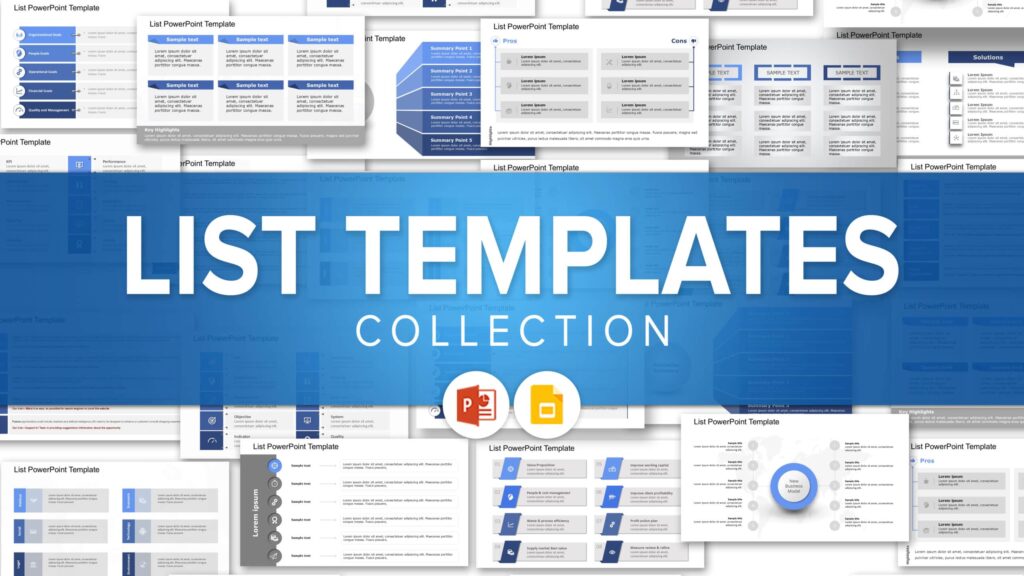 list templates collection for powerpoint google slides