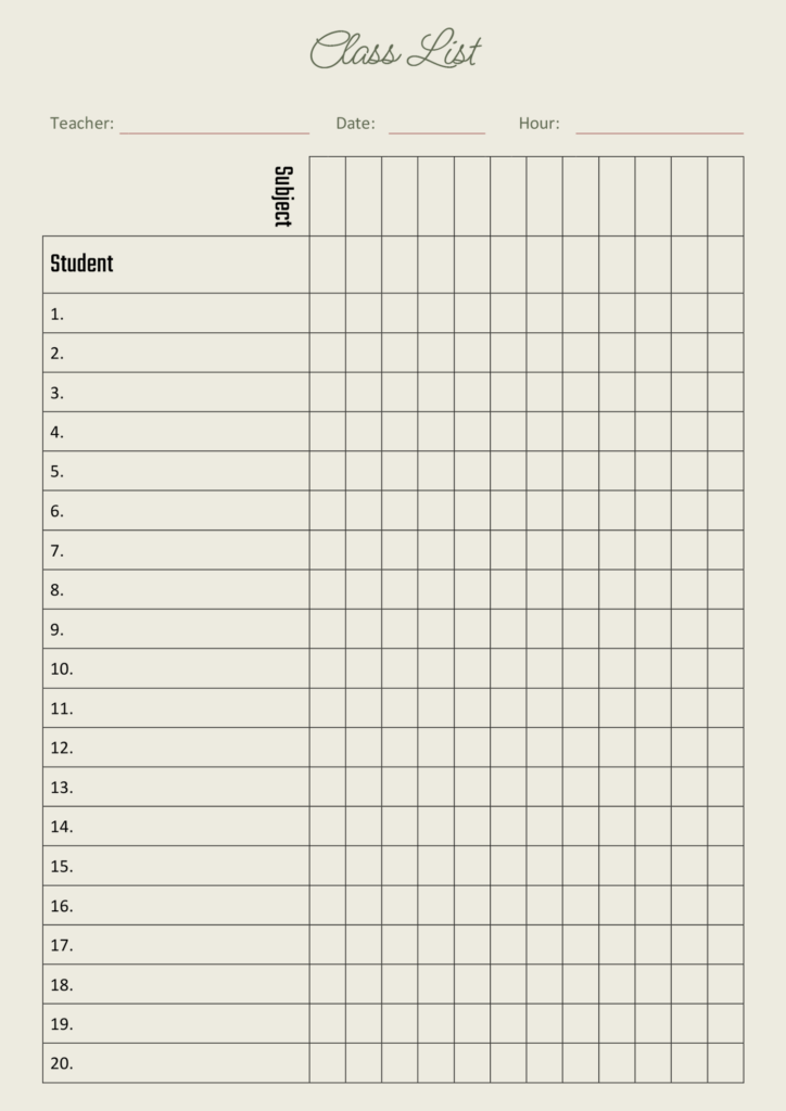 minimal class list template minimal class list template