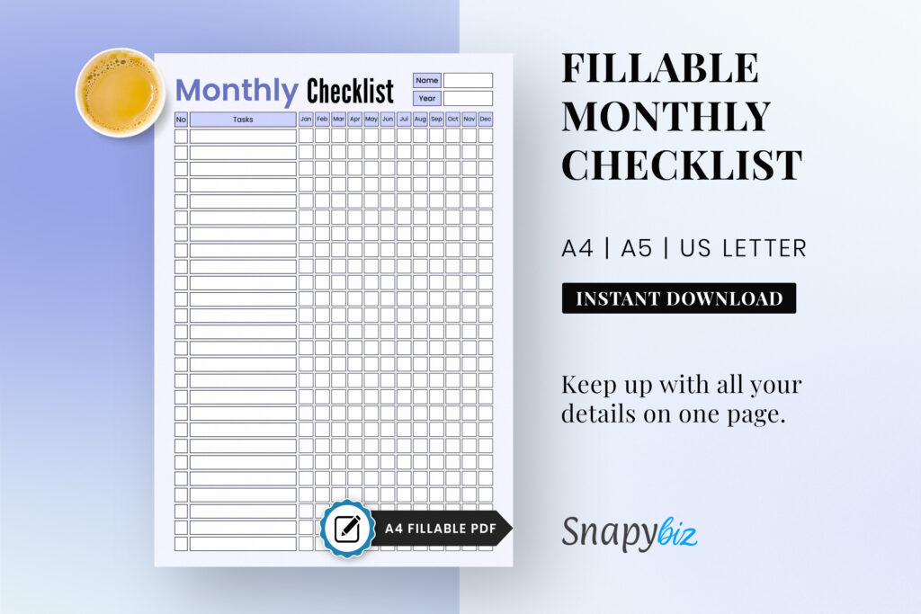 monthly checklist printable planner pdf monthly checklist printable planner pdf