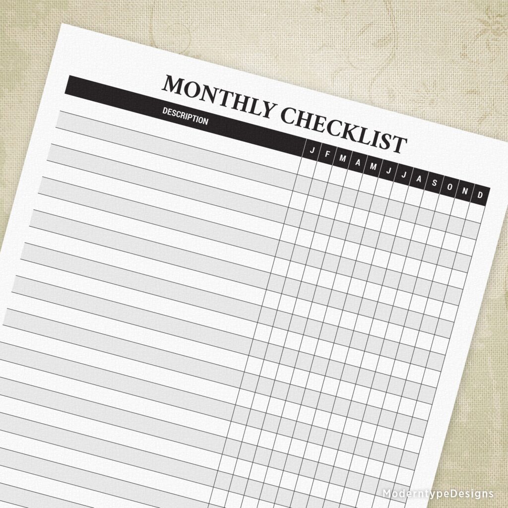 monthly checklist printable tdl005 monthly checklist printable tdl005