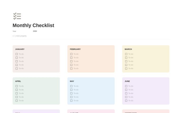 Monthly To Do Checklist Template - tracker monthly checklist
