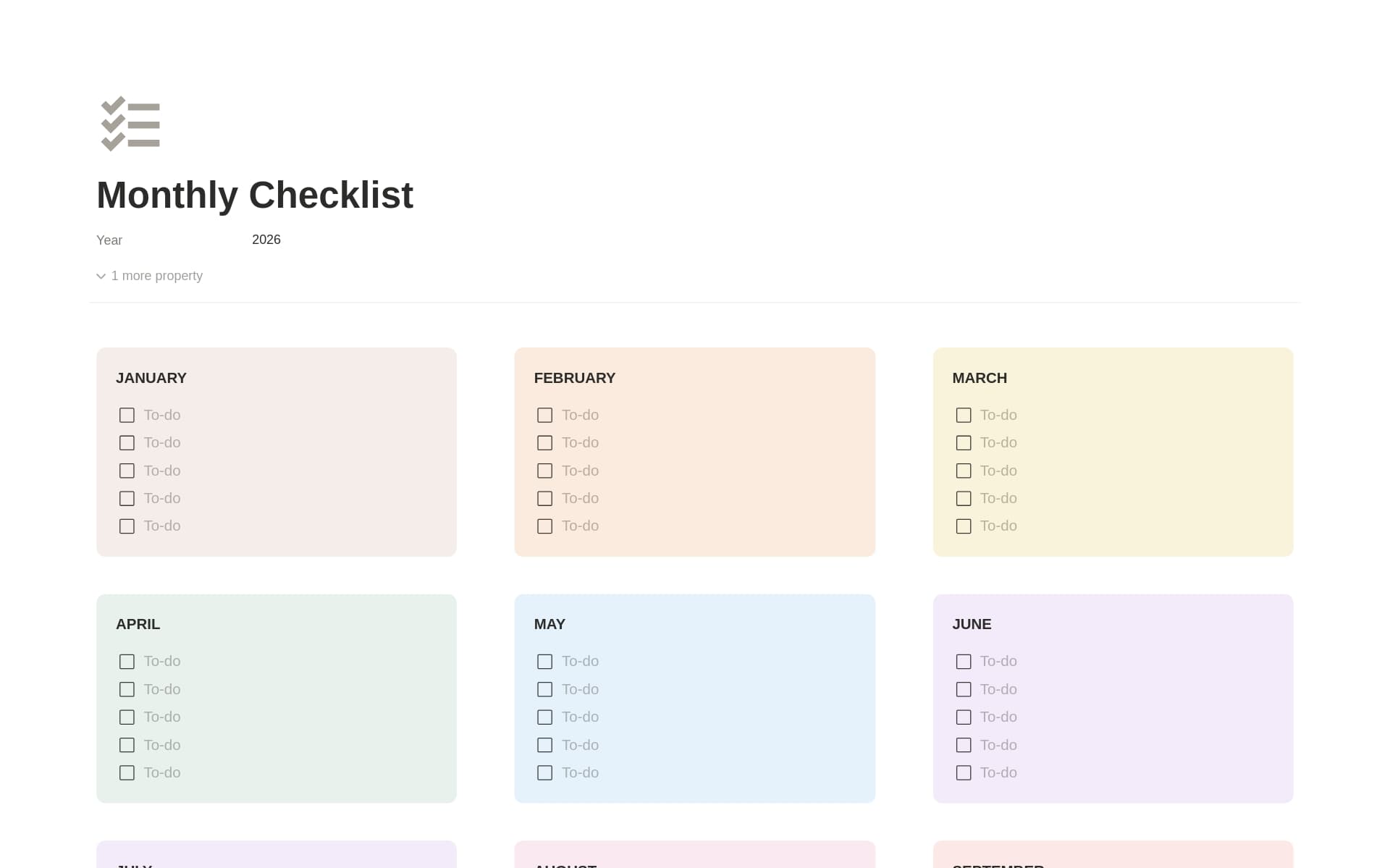 Monthly To Do Checklist Template - tracker monthly checklist