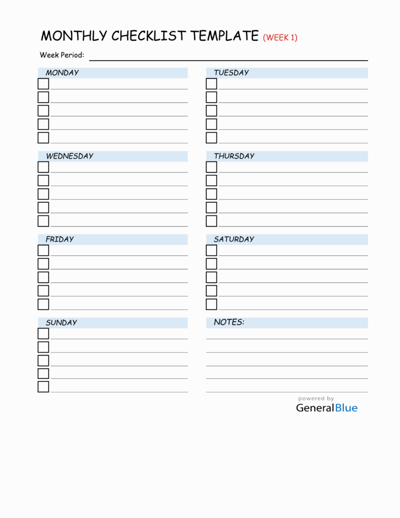 Monthly To Do List Template Checklist - t32qkh14p