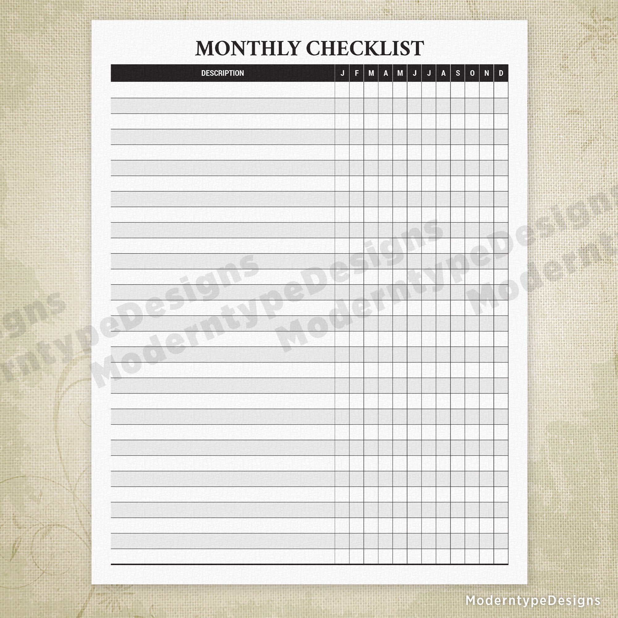 Months Checklist Template With A Checkbox - monthly checklist printable tdl005