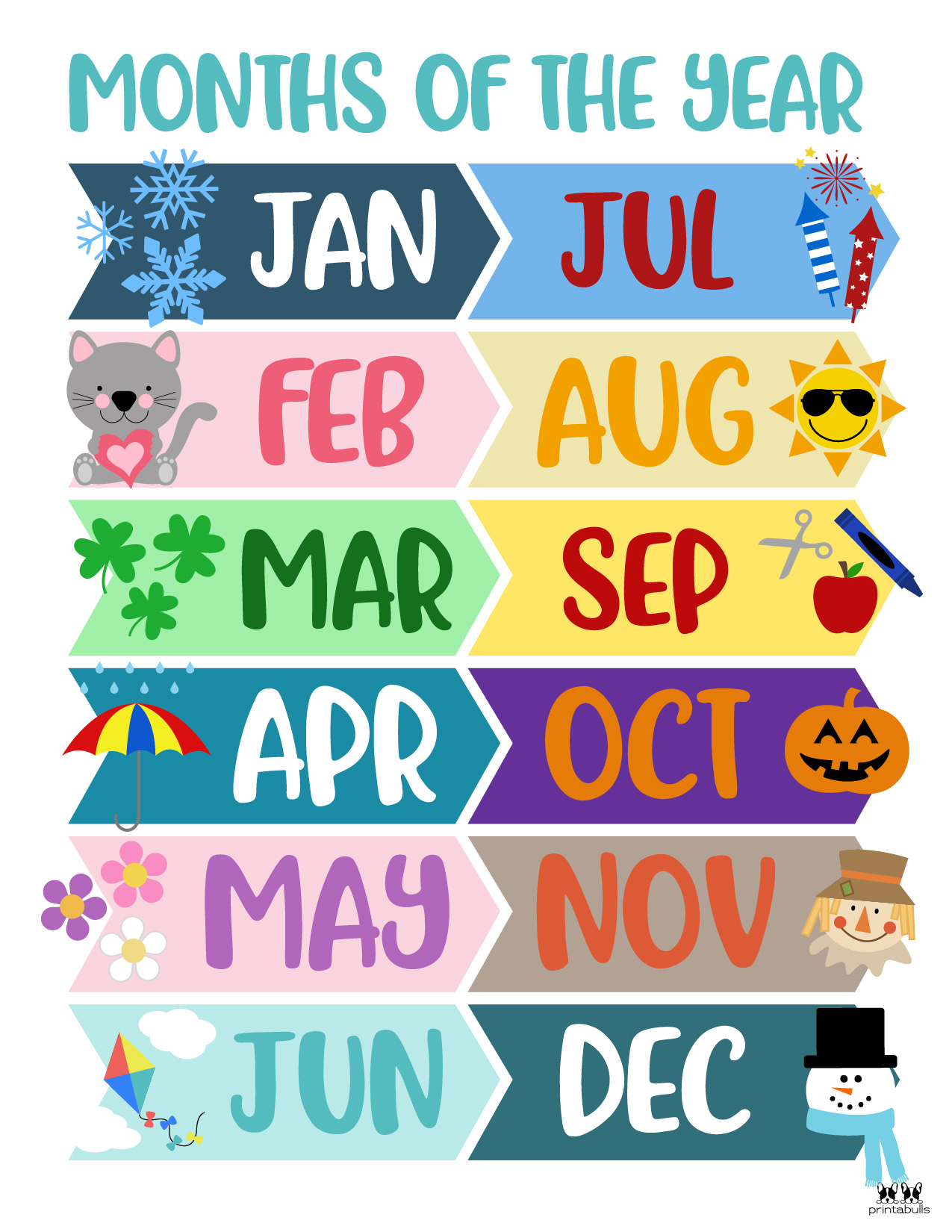 Months Of The Year Free Printable - Months Of The Year Calligraphy - Printables Templates Free