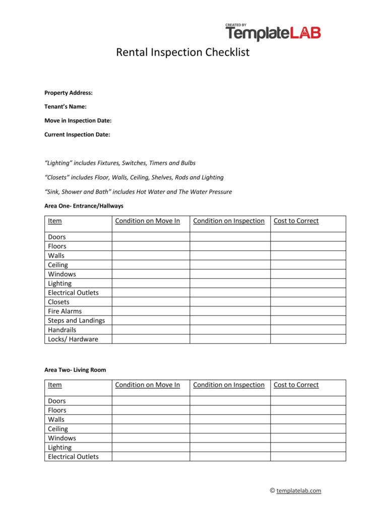 move in out checklist