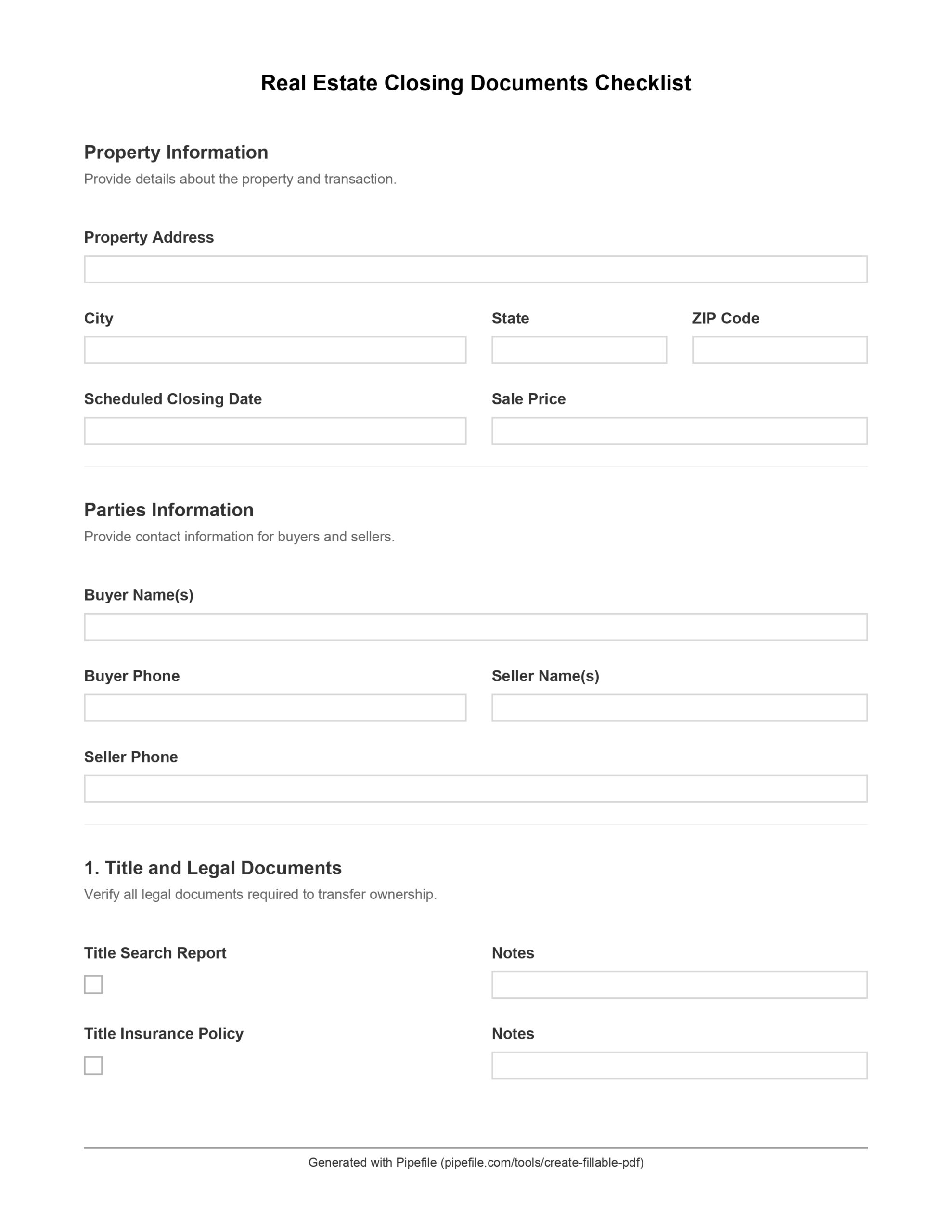 Name Check Off List Printable - real estate closing documents