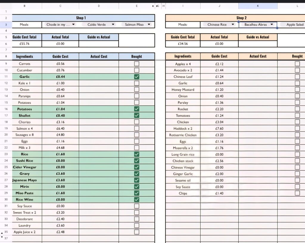 Need To Buy List Template - simple shopping list spreadsheet which improved