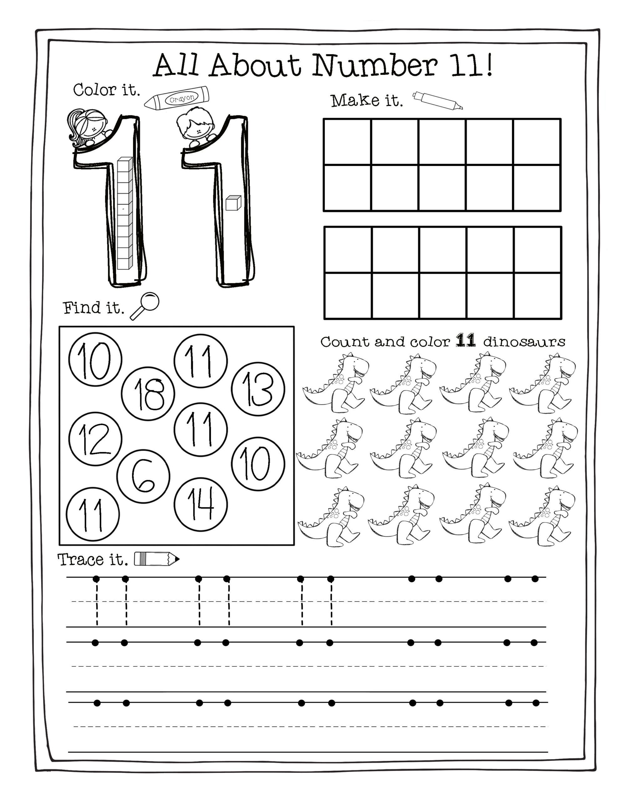 Number 11 Worksheet For Preschool - Adriansonfifth