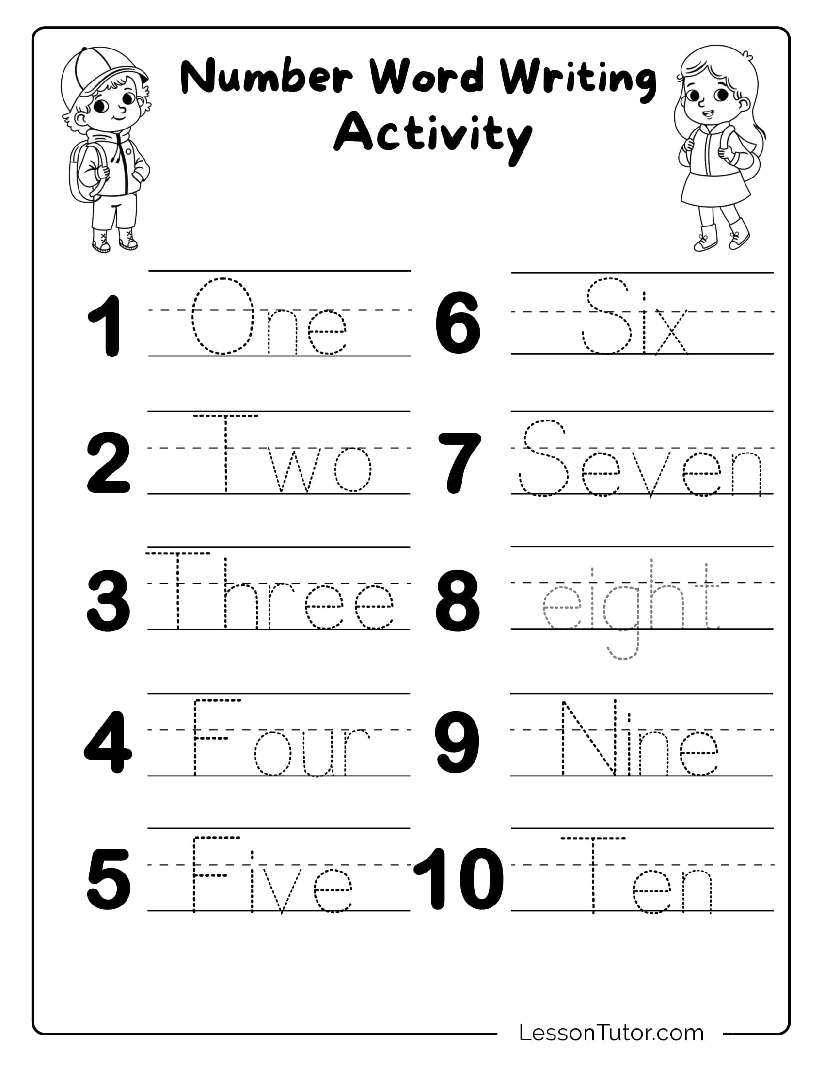 Engaging worksheet for Number Writing Activities For Kindergarten featuring numbers one to ten