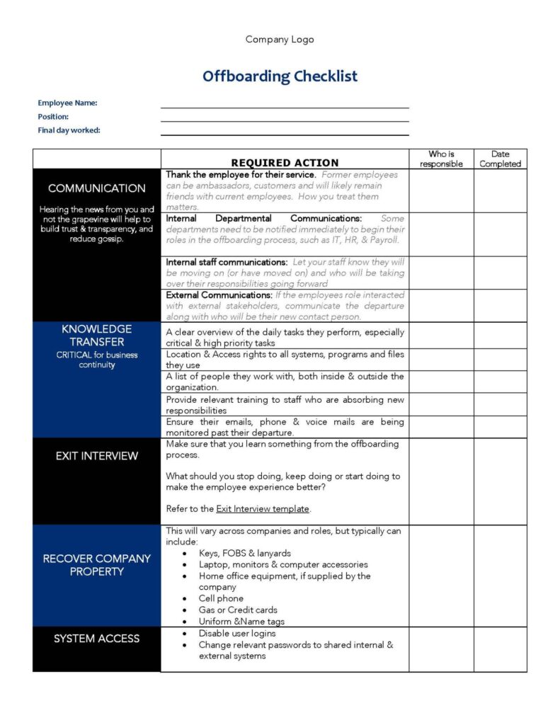 offboarding checklist template