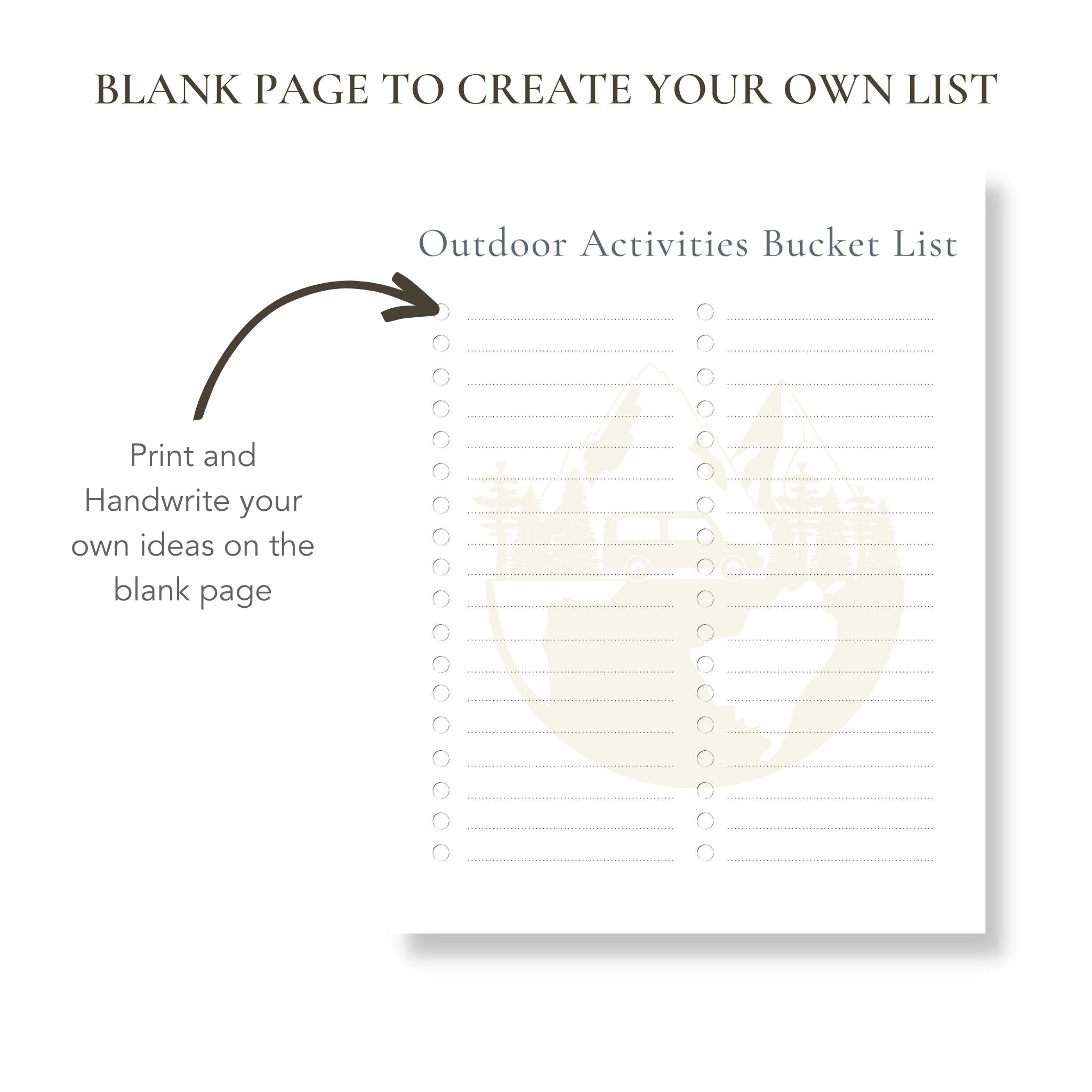 Outdoor To Do List Template - outdoor activities bucket list printable