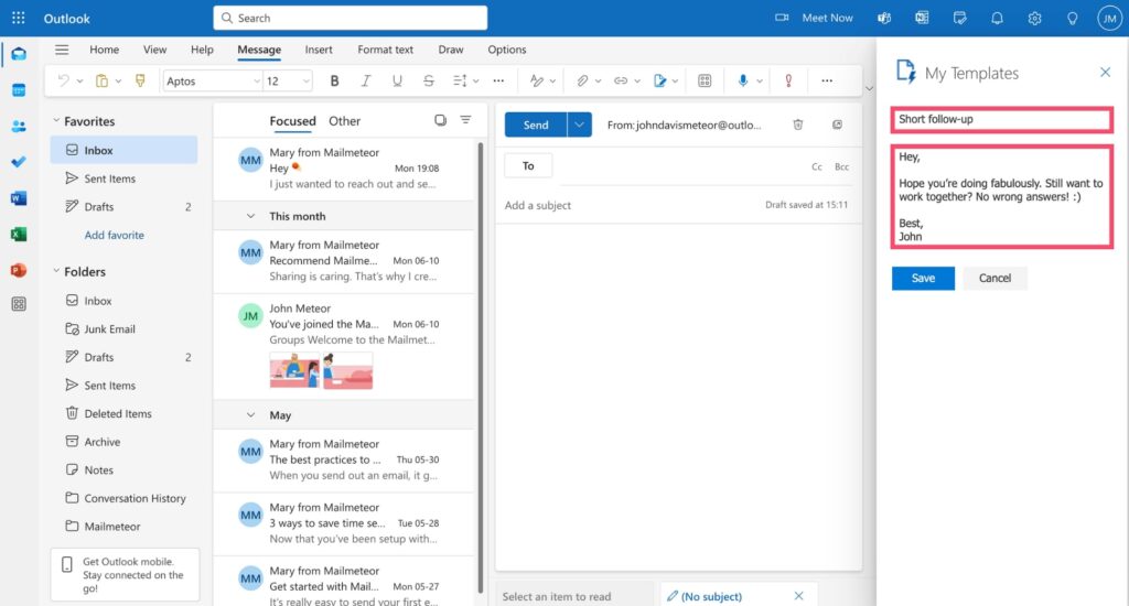 outlook email template