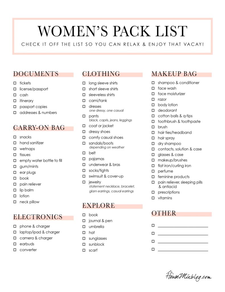 packing hacks 2 printable checklists