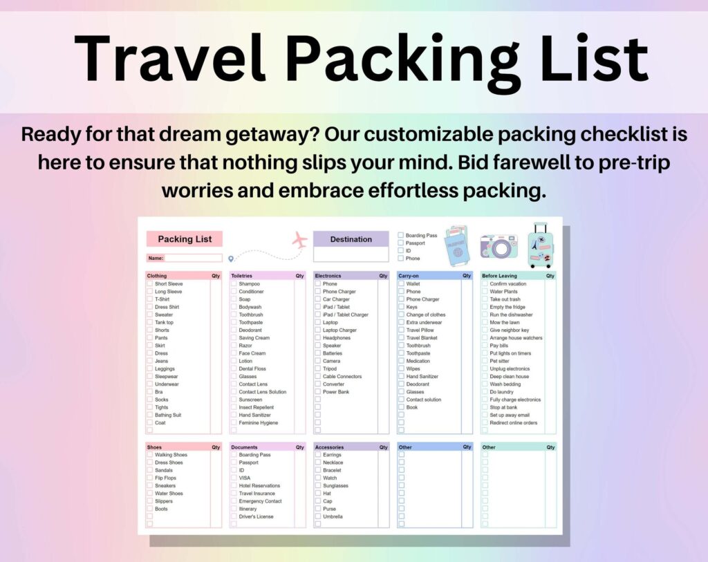 packing list template spreadsheet 61686
